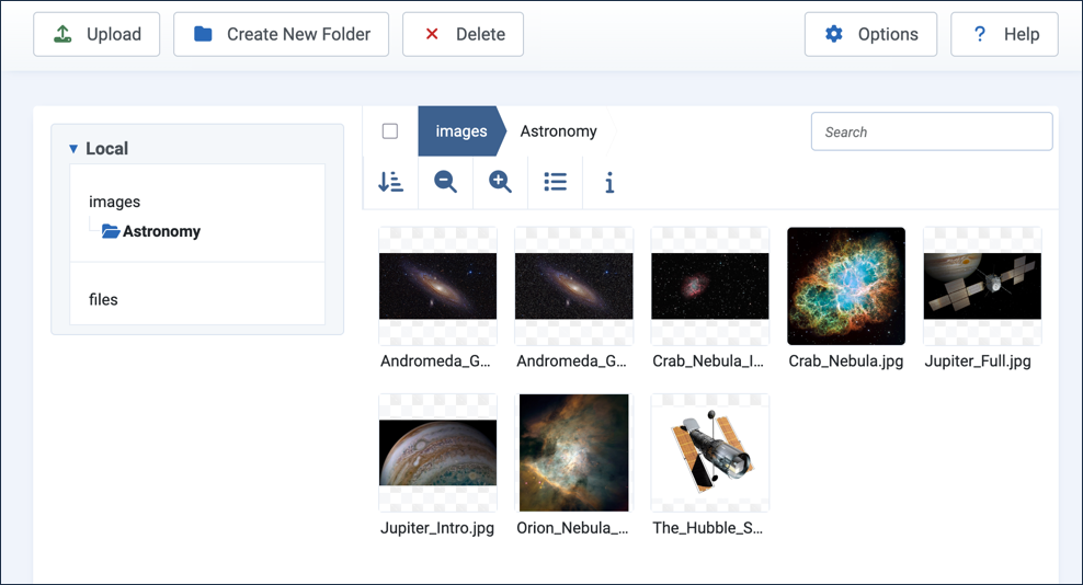 Images in the media manager