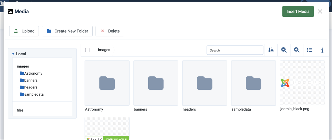 The Media page showing the new Astronomy folder