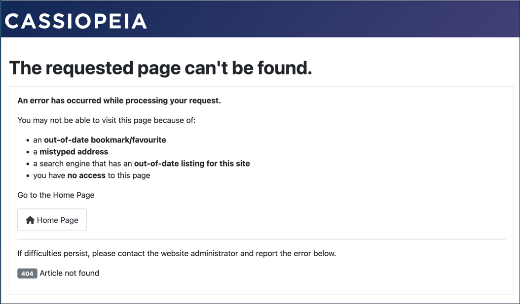 Page not found error