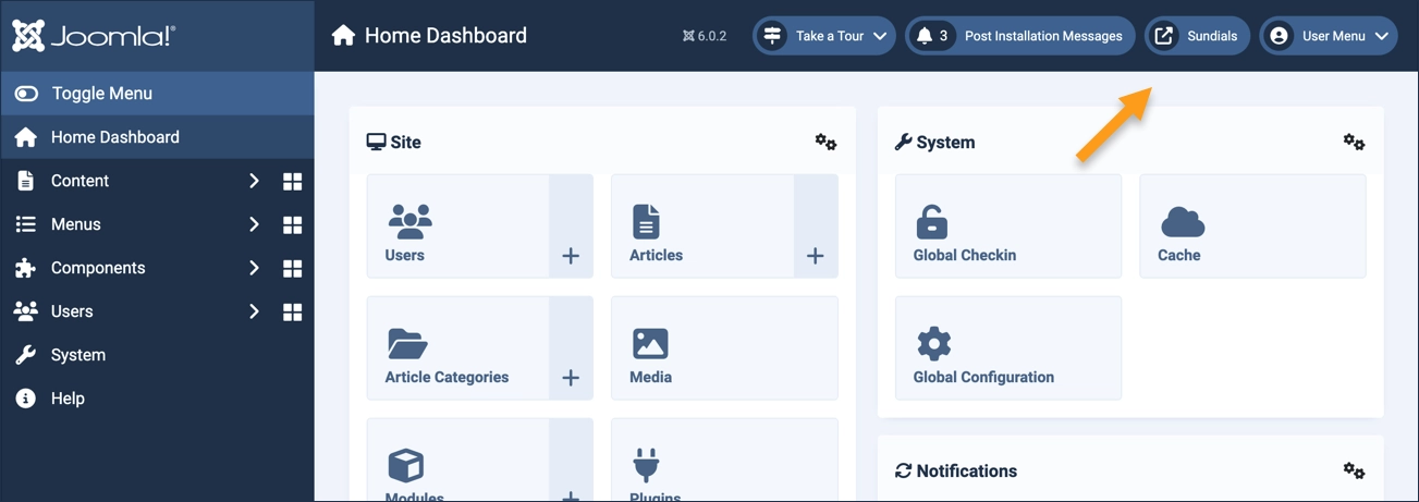 Location of the view-site icon in the header