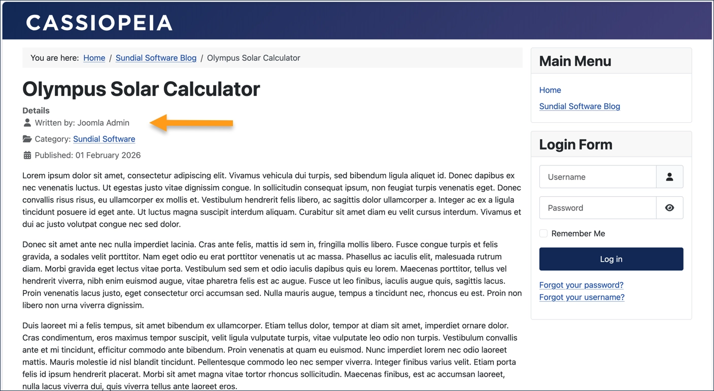 Location of the Author in an article