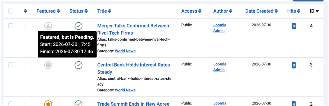 The featured-but-pending status