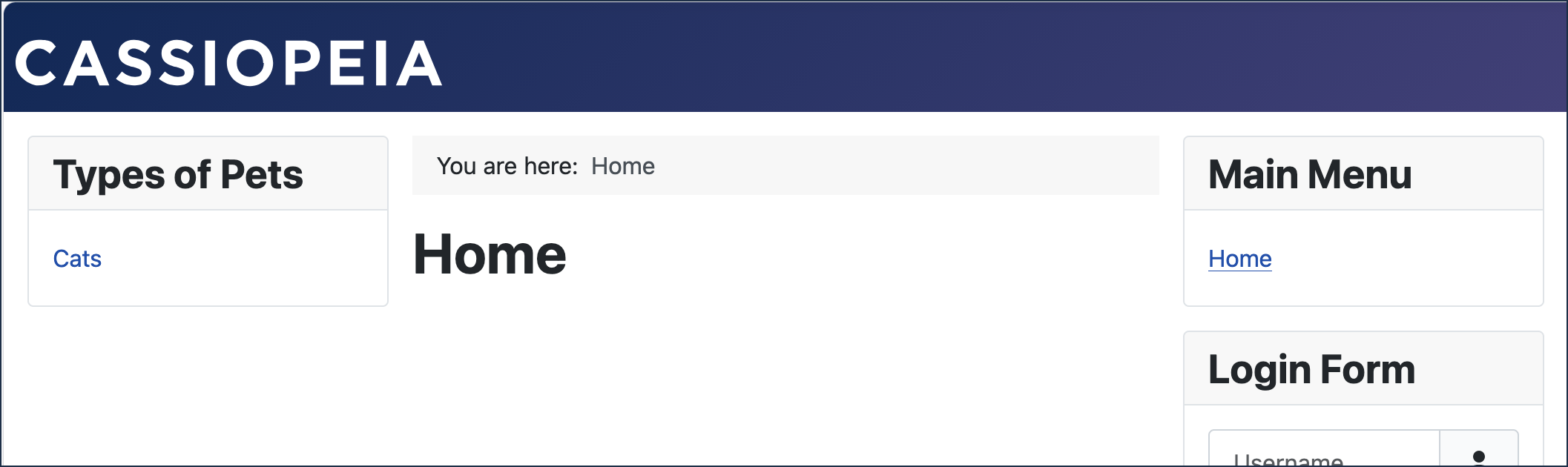 Menu displayed on the website
