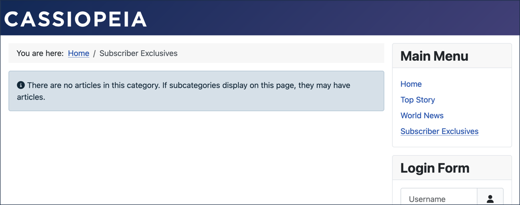 Users who are not logged in see an empty blog