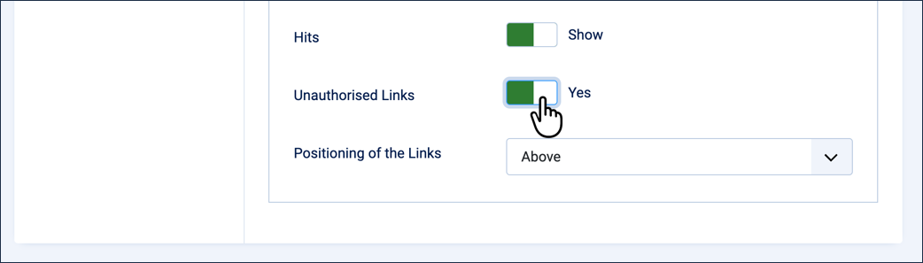 Unauthorized links control