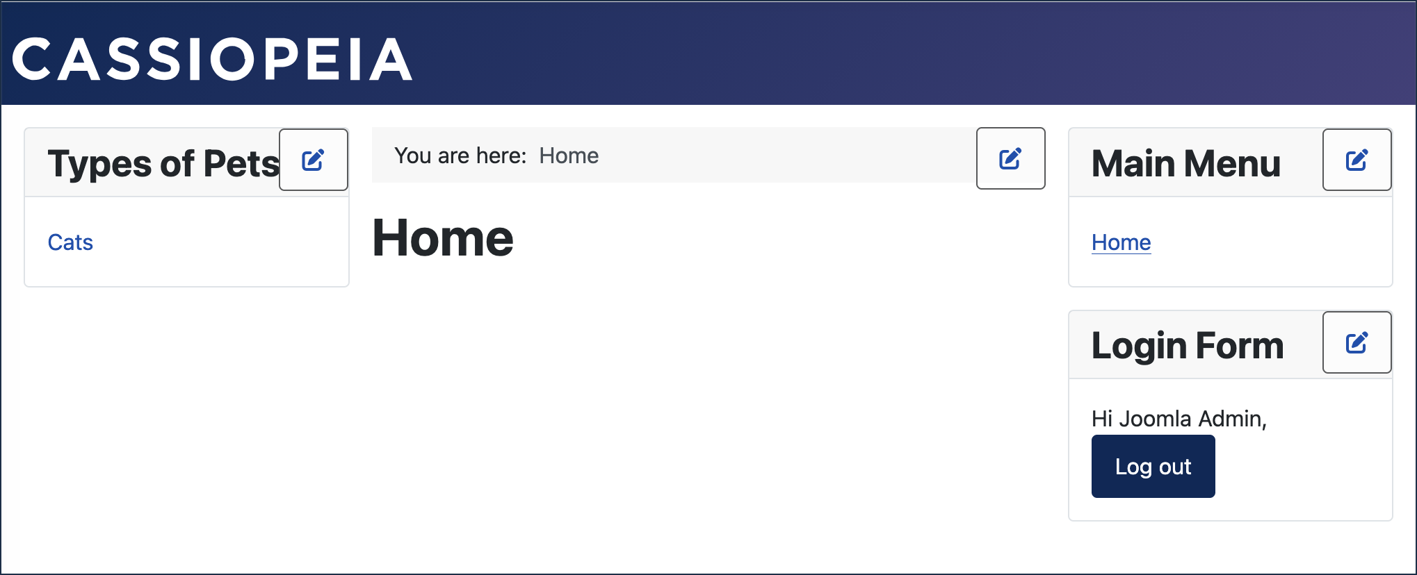 Logout form and a menu only visible to logged-in registered users
