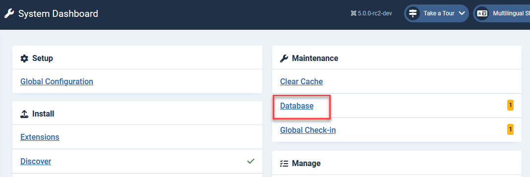 Navigate to System Database