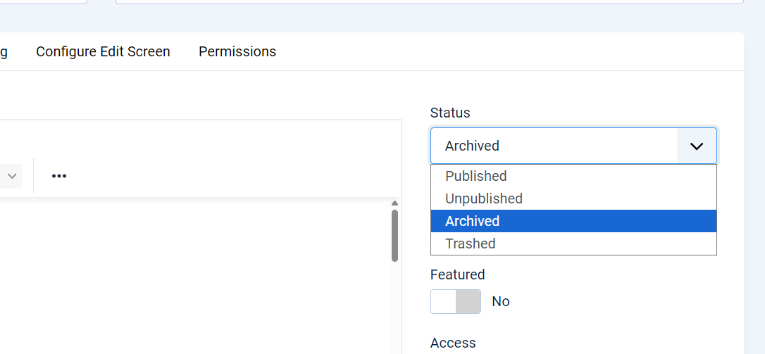 Article status set to archived in edit mode